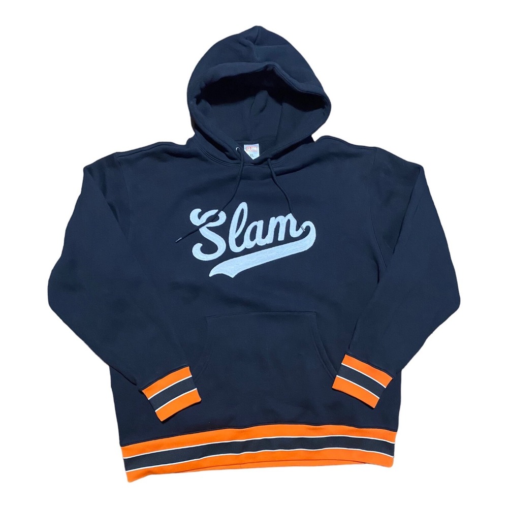 Slam Magazine Heavywight Fleece Hoodie Men's XL Black Script Logo EUC RARE